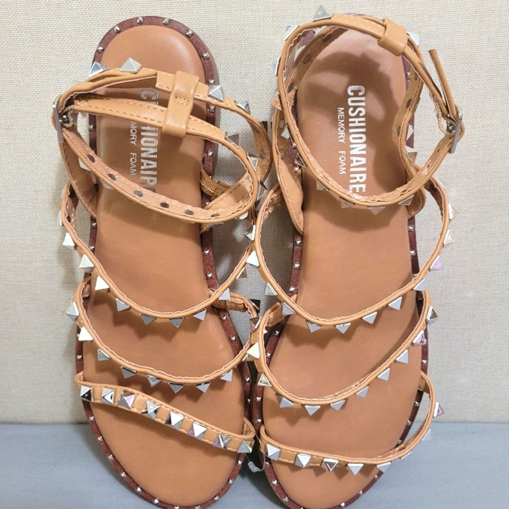 Cushioning Tan Spik Gladiator Sandals with Adjustable Strap